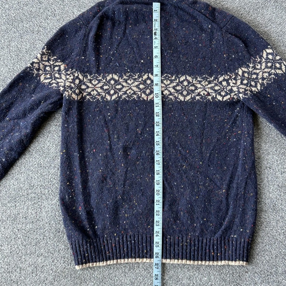 Express Sweater Mens Large Navy Wool Blend Quarter‎ Zip Fair Isle Made Japan - Picture 8 of 10